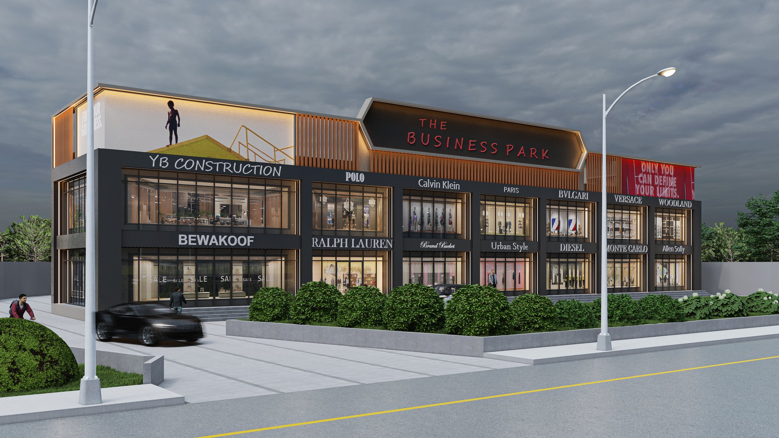 Godown - commercial showroom development visualization by Square Space